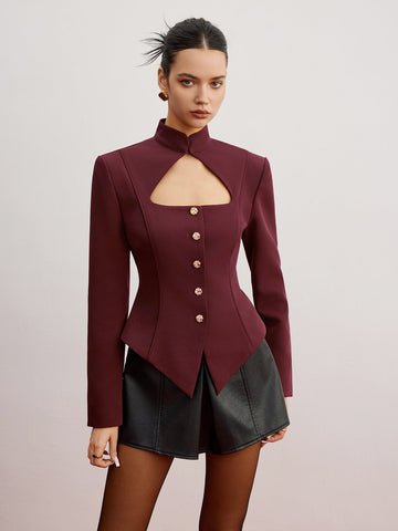 Omuz Yastıklı Kesik İnce Blazer