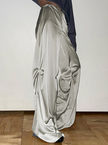 Oversized Saten Geniş Paça Pantolon