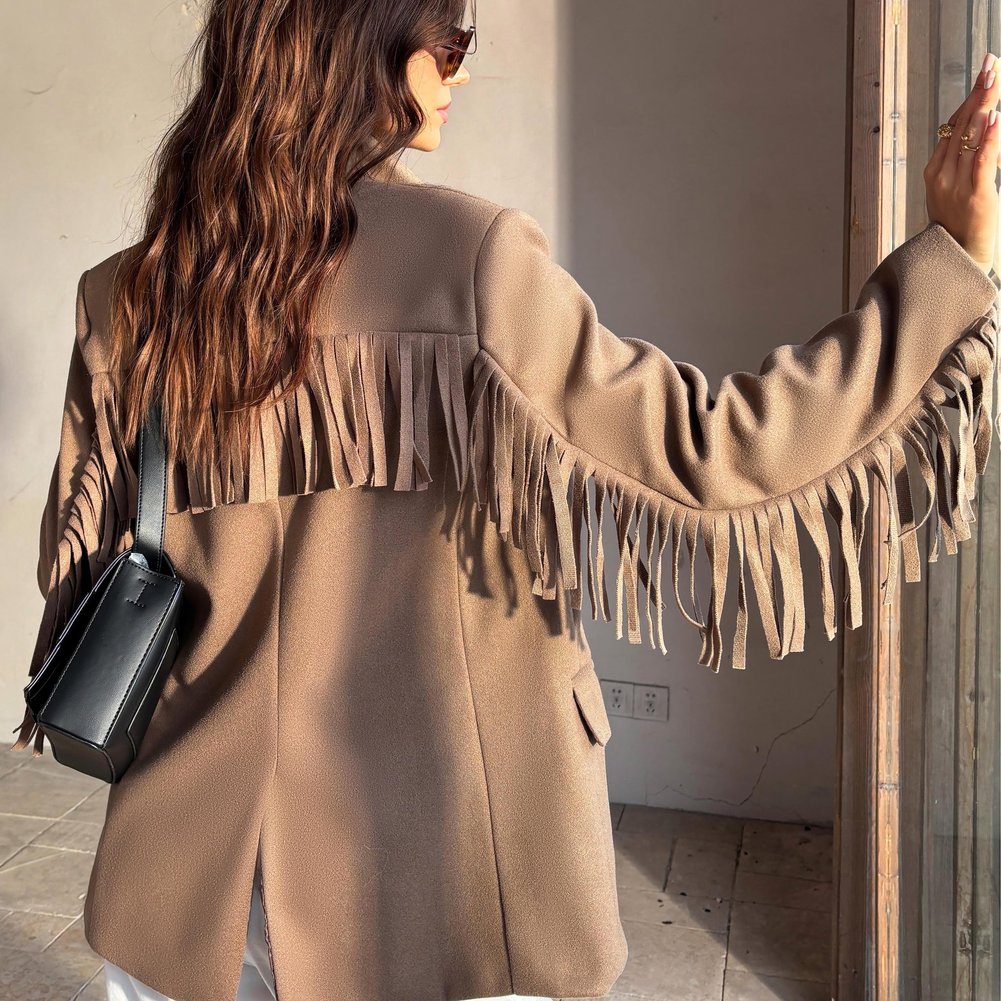 Tassel Tasarım Yırtmaçlı Piping Ceket