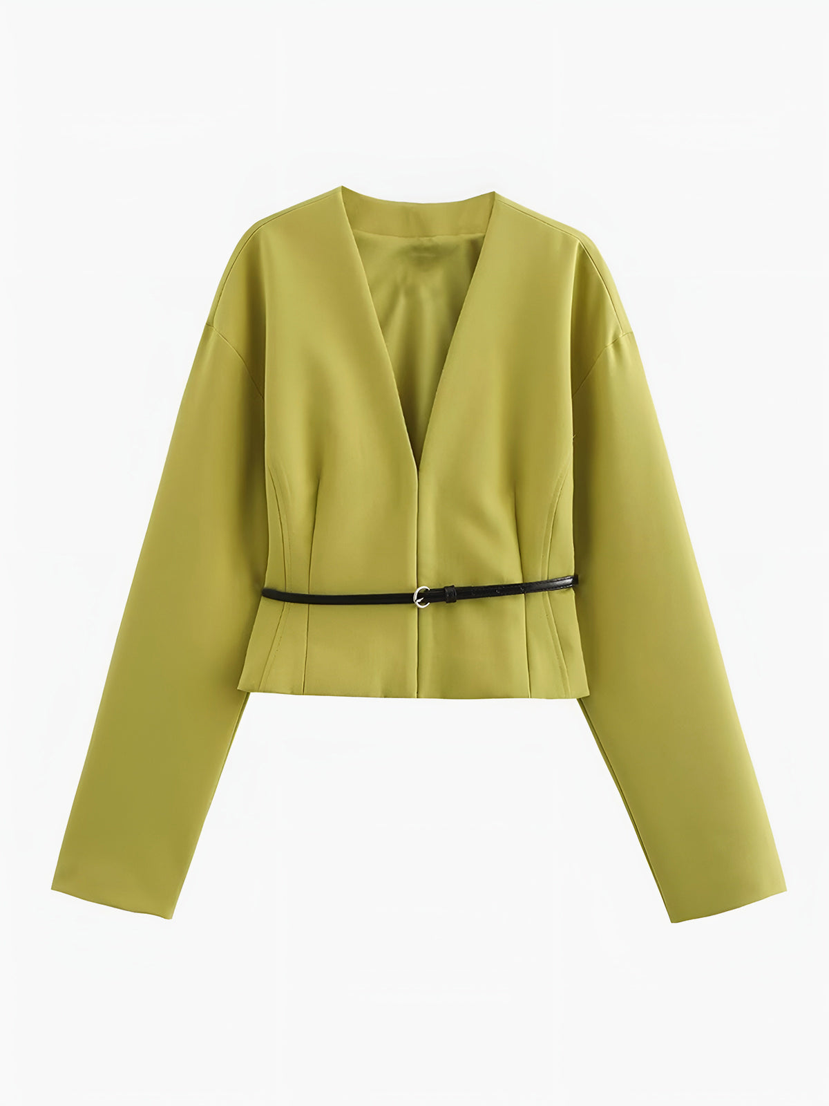 V Yaka İnce Kemerli Blazer