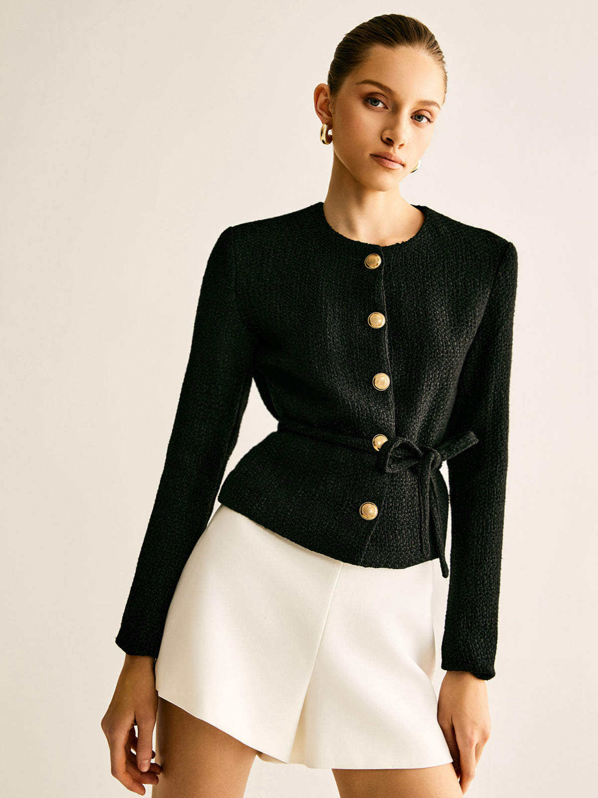 İp Kuşaklı Düğmeli Blazer