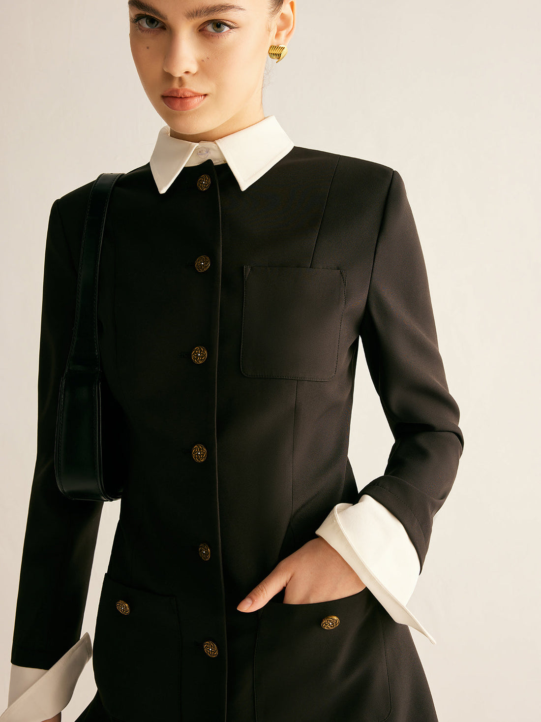 Ayarlanabilir Yakalı İnce Blazer Elbise