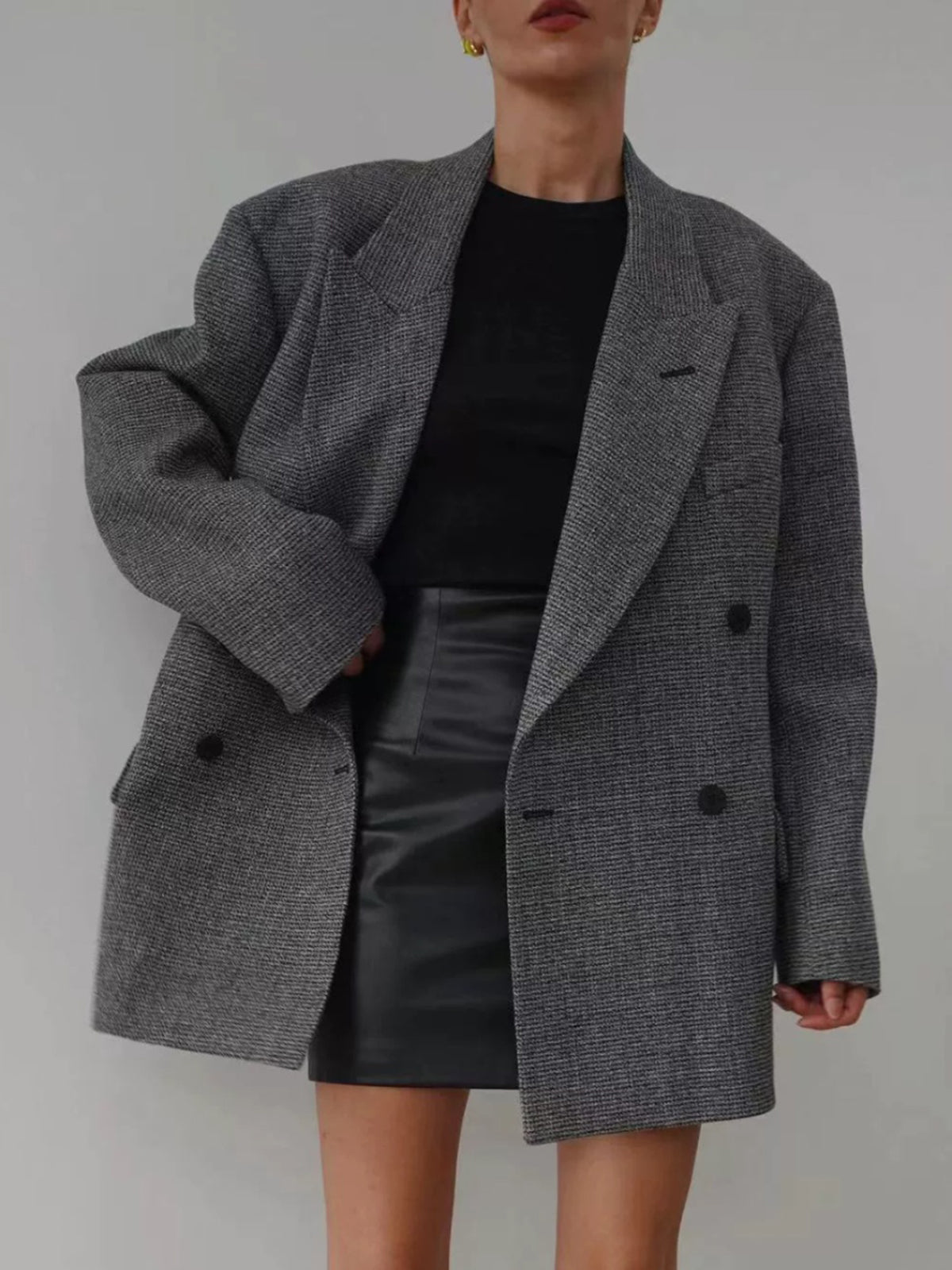 Yün Karışımlı Ekose Kuşaklı Blazer